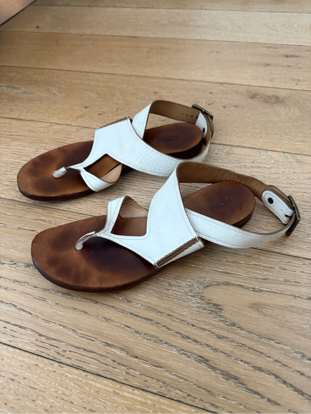 Chloe White Leather size 38 1/2 sandals